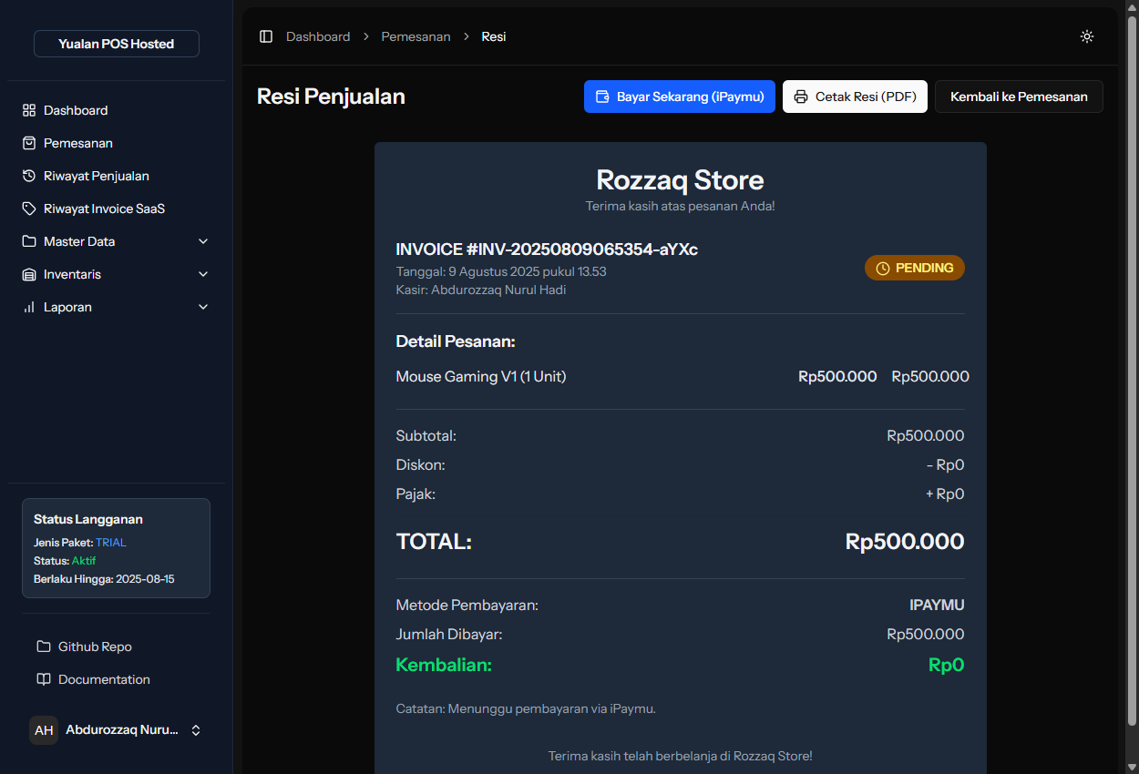 Screenshot Detail Penjualan