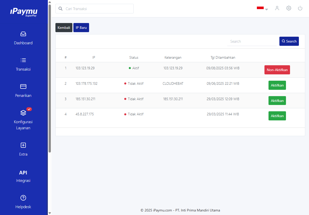 Screenshot Pendaftaran IP