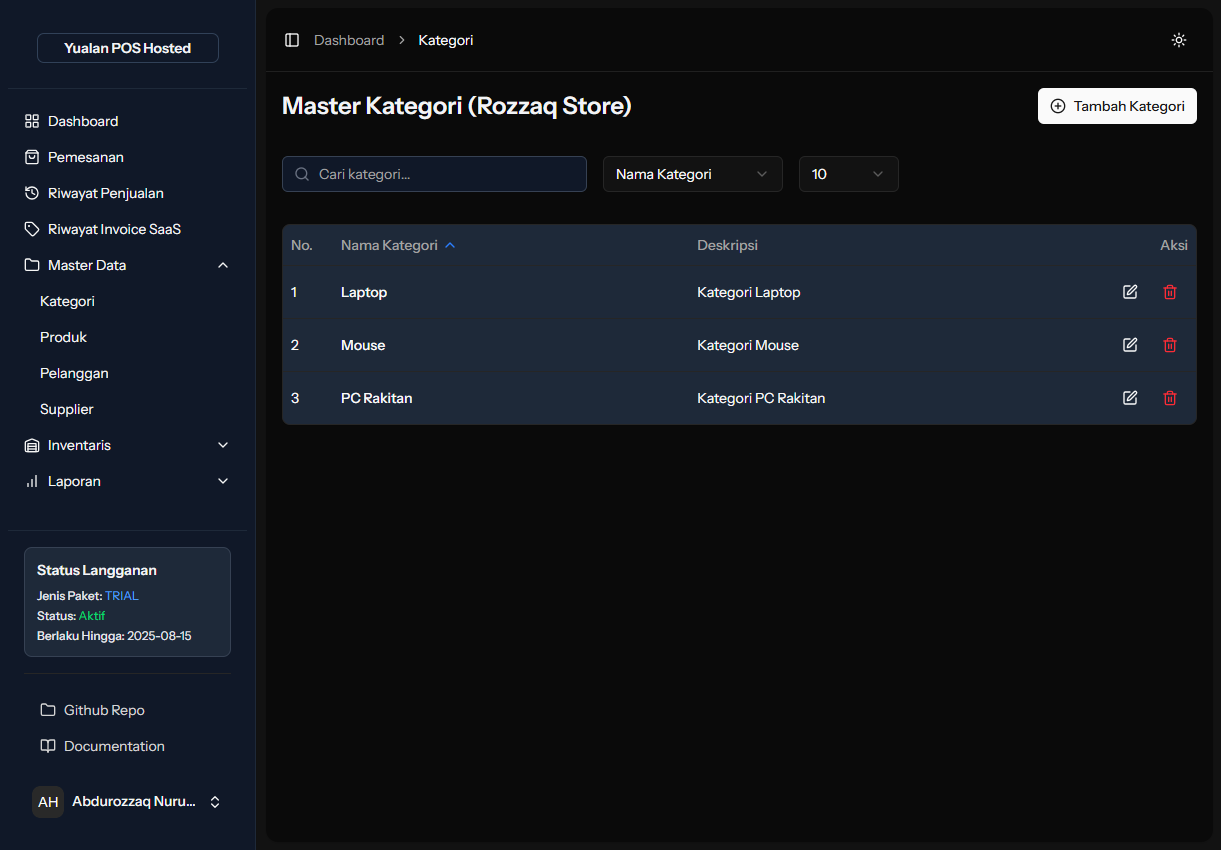 Screenshot Kategori Produk